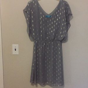 Grey Flowy Dress with Metallic Detail